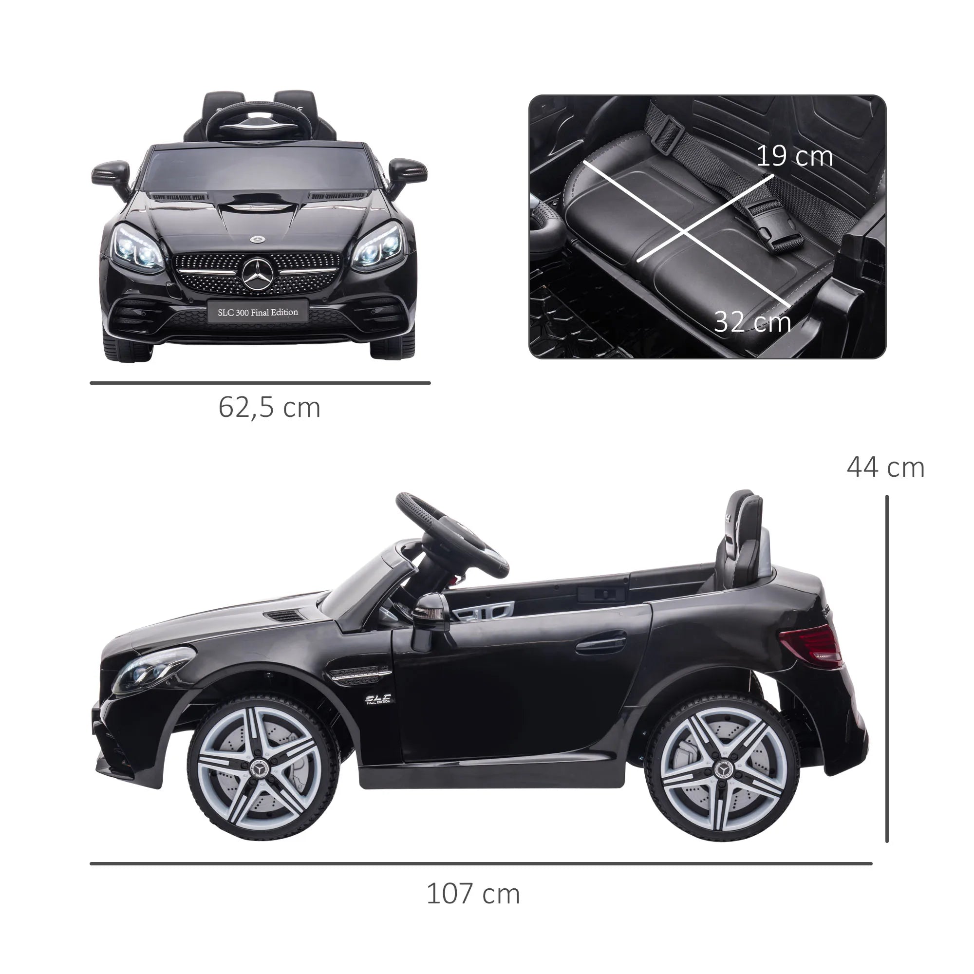 Aiyaplay Electric Car for Children +3 Years Old Mercedes Slc 300 with License
