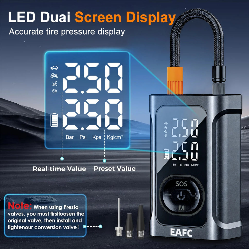 EAFC Rechargeable Air Pump Tire Inflator Portable Compressor
