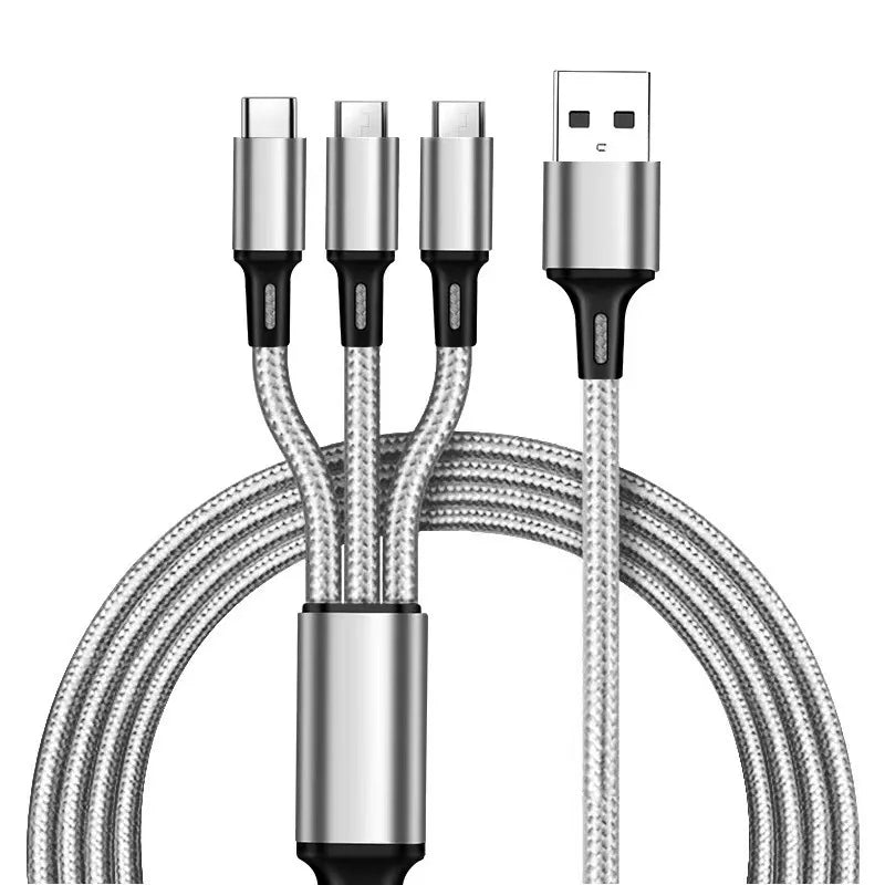 3 In 1 USB Fast Charging Cable 1.2M Type C Micro IOS Multi Charger Cable for iPhone Huawei Samsung Nylon Braided Cord
