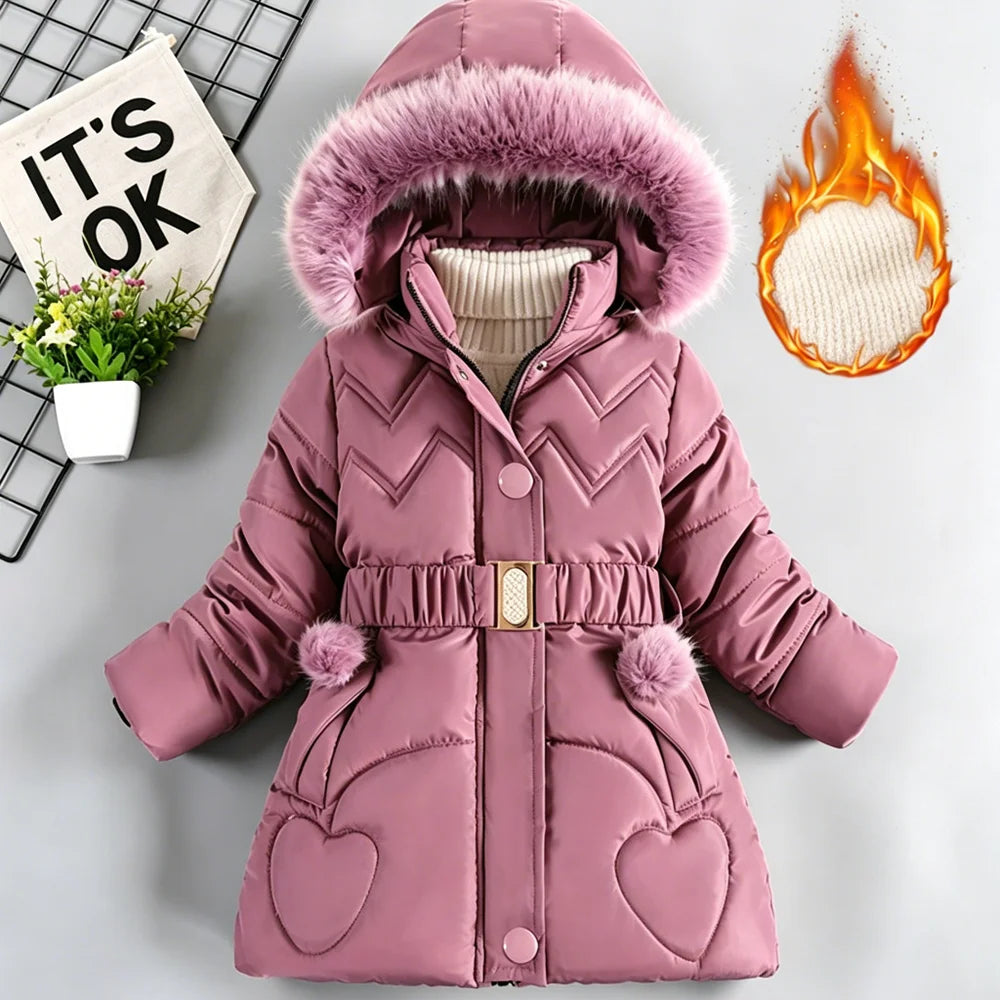 4 5 6 8 10 Years Winter Girls Coat Keep Warm Thicken Kids Jacket Hooded Zipper