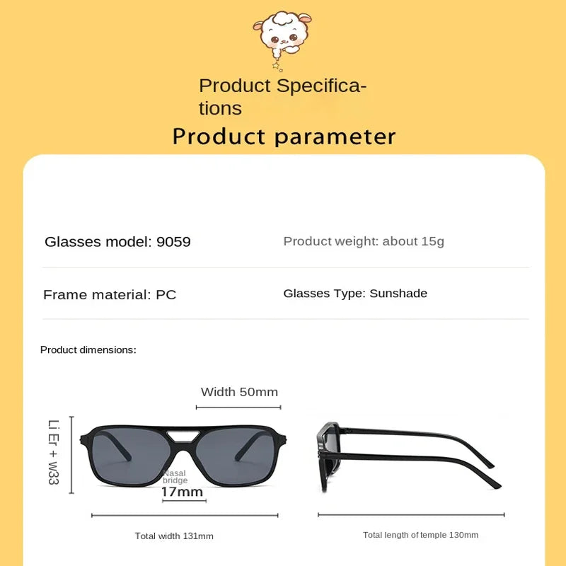 Children Double Girder Pilot Large Frame Sunglasses