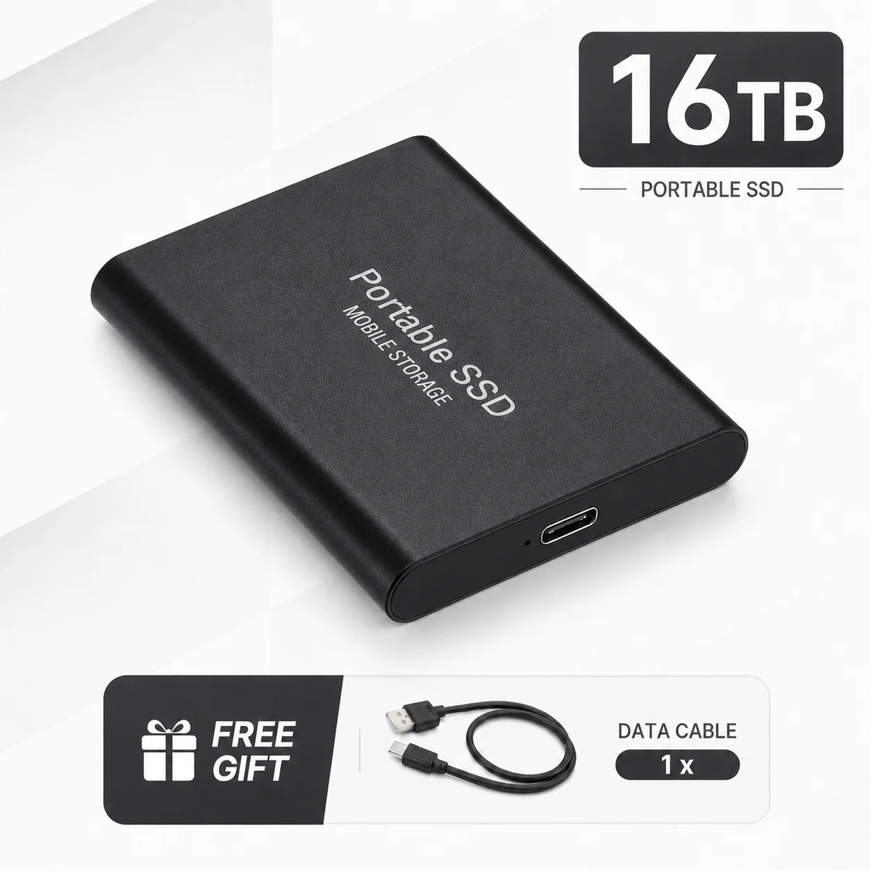 1TB Portable SSD External Hard Drive USB Type-C Mobile Storage Disk for Laptop Mac PC Phone Photo Video Backup