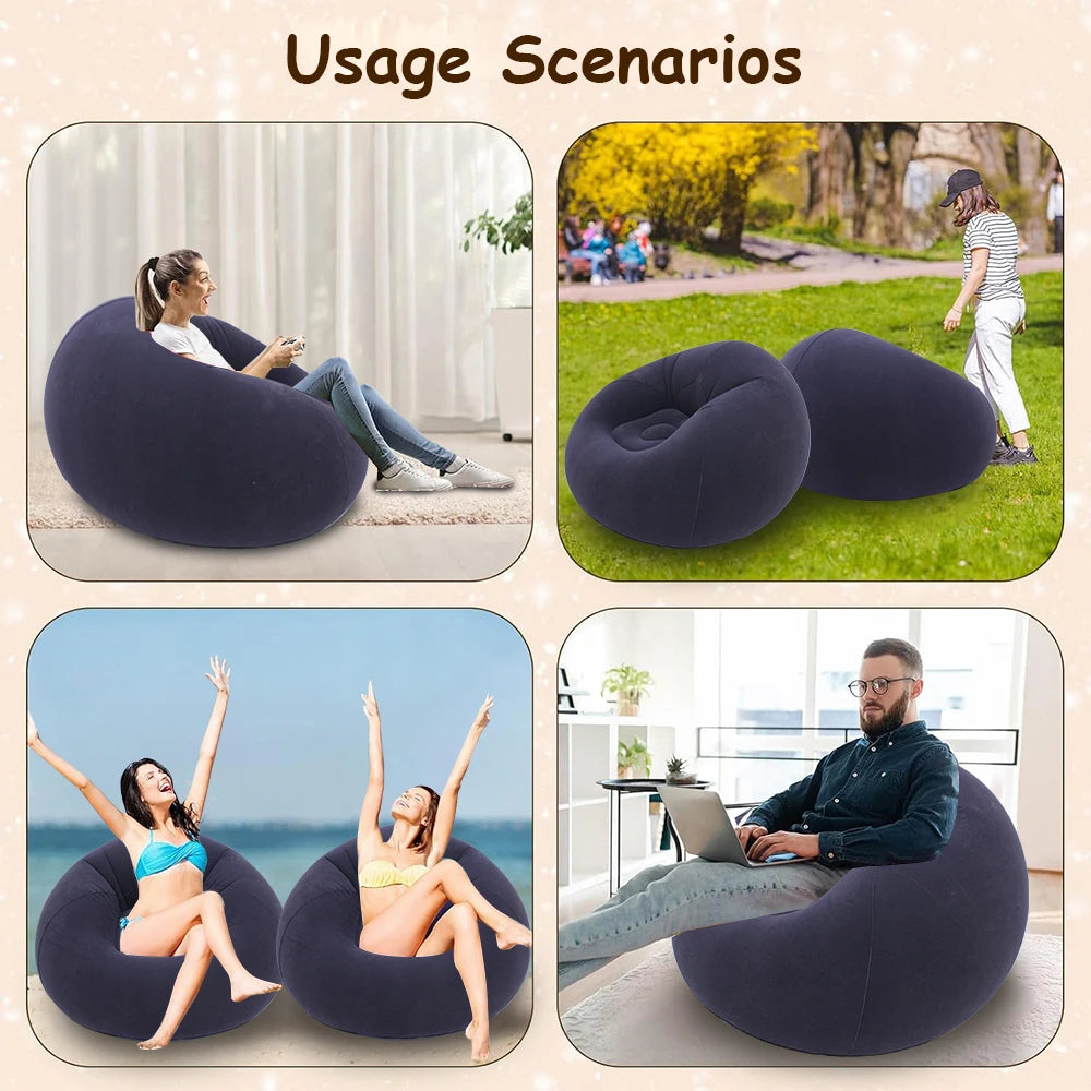 Portable Inflatable Sofa Soft Indoor Bedroom Lounge Bean Bag Chair