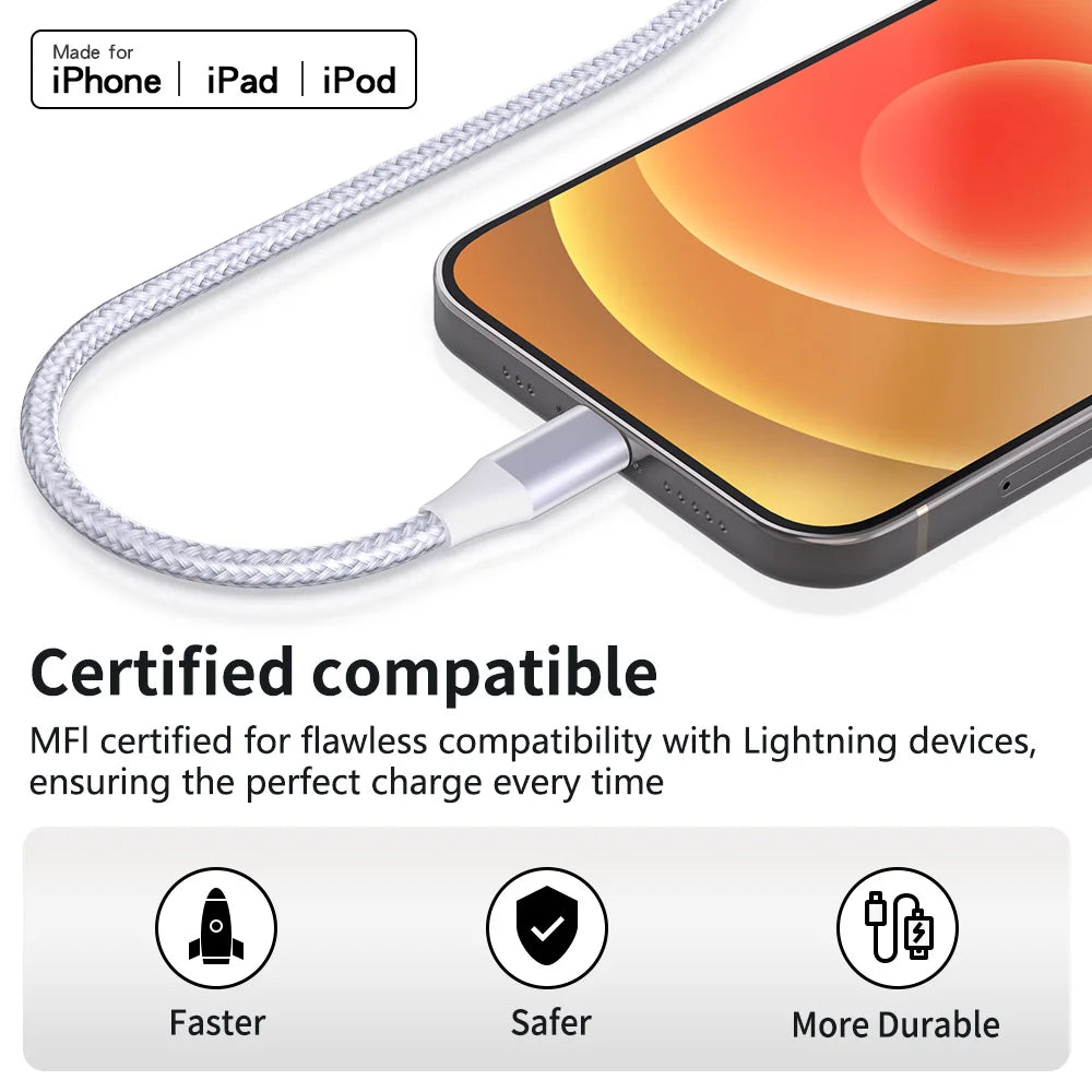 5Packs USB To Lightning Cable For IPhone, Fast Charging Cable Data