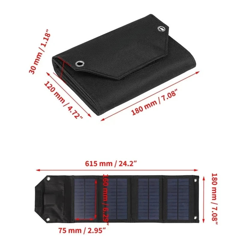100W Foldable Solar Panel 5V USB Portable Folding Bag Battery Charger