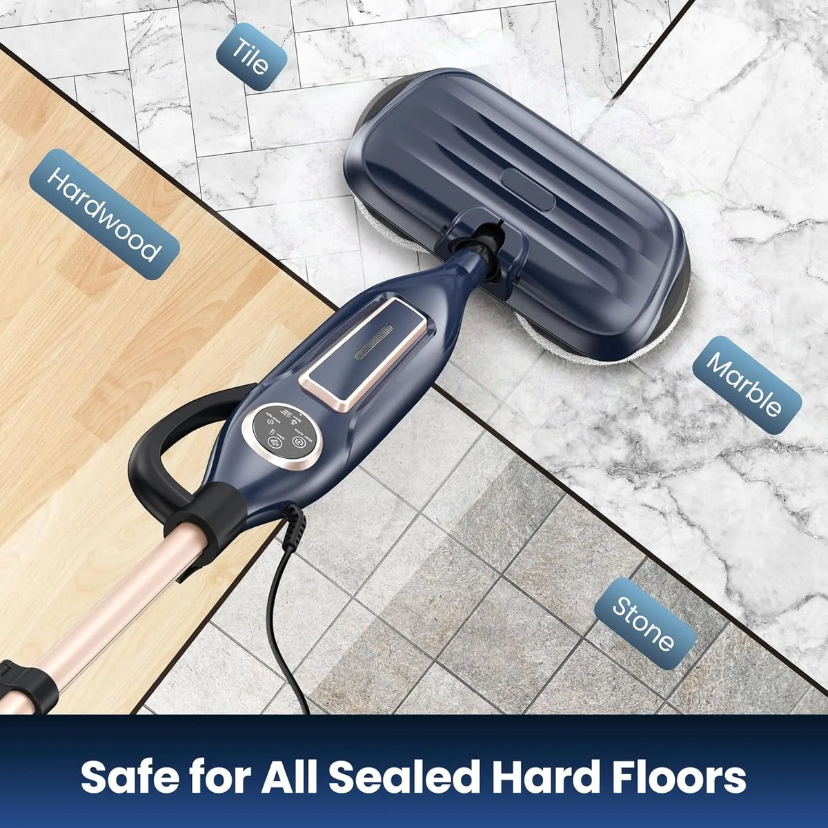 VM6 Steam Mop Cleaner 1300W Power High Temperature with Rotating Mop Pad 10 in 1