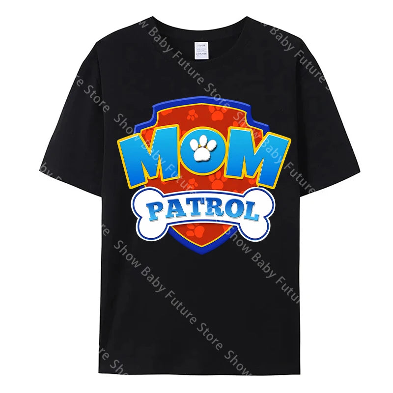 Paws Patrols Adult Dad Mom T-Shirt Tops Man Woman Summer Parent-child Clothing Tee Family Clothes Cartoon Anime Birthday Gifts