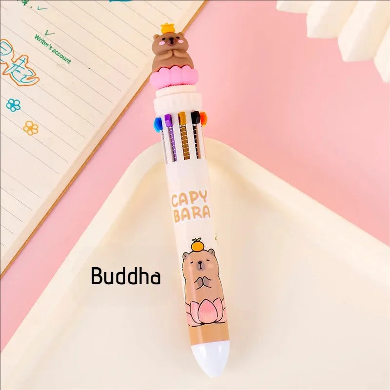 Kawaii Capybara Multicolor Pen 0.5mm Colorful Ink