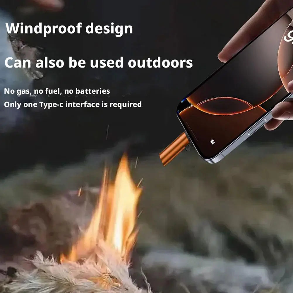 Flameless Type-C Cigarette Lighter Windproof No Need Charging Portable USB-C Lighter Fast Ignition Safe Blowing Air Lighter