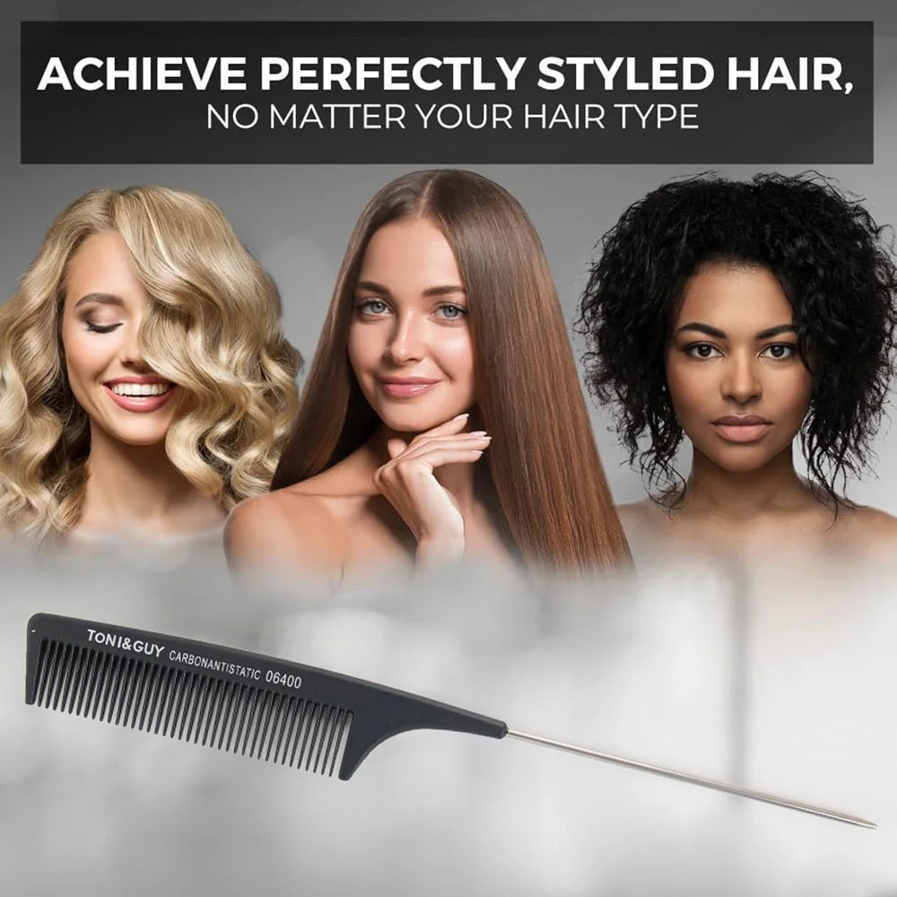 Fiber Heat Resistant Teasing Combs with Stainless Steel Pintail Hair Styling Tools