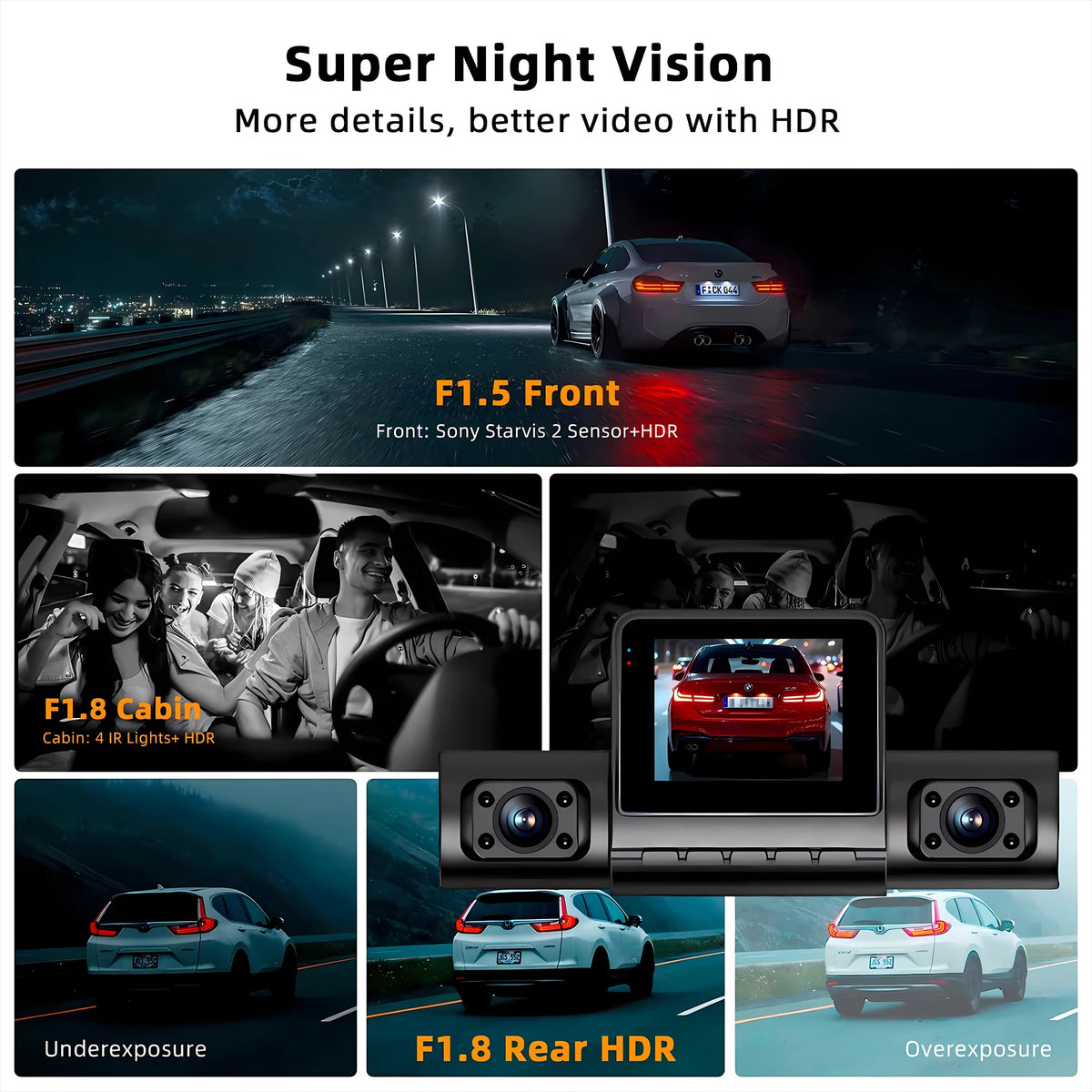 360°Auto Car Camera 1080P Video Recorder 3/4 Lens WIFI DashCam