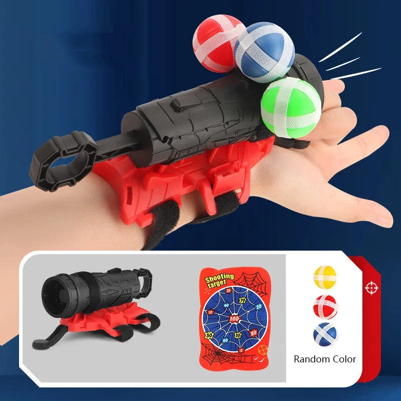 Cartoon Sticky Ball Guns Wrist Catapult Throw Dartboard Target Shooting Launcher
