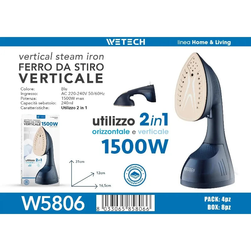 2000W Powerful Steam Iron for Clothes, Adjustable Temperature, Anti-Drip, Self-Cleaning Function, Professional Garment Steamer for Home and Travel