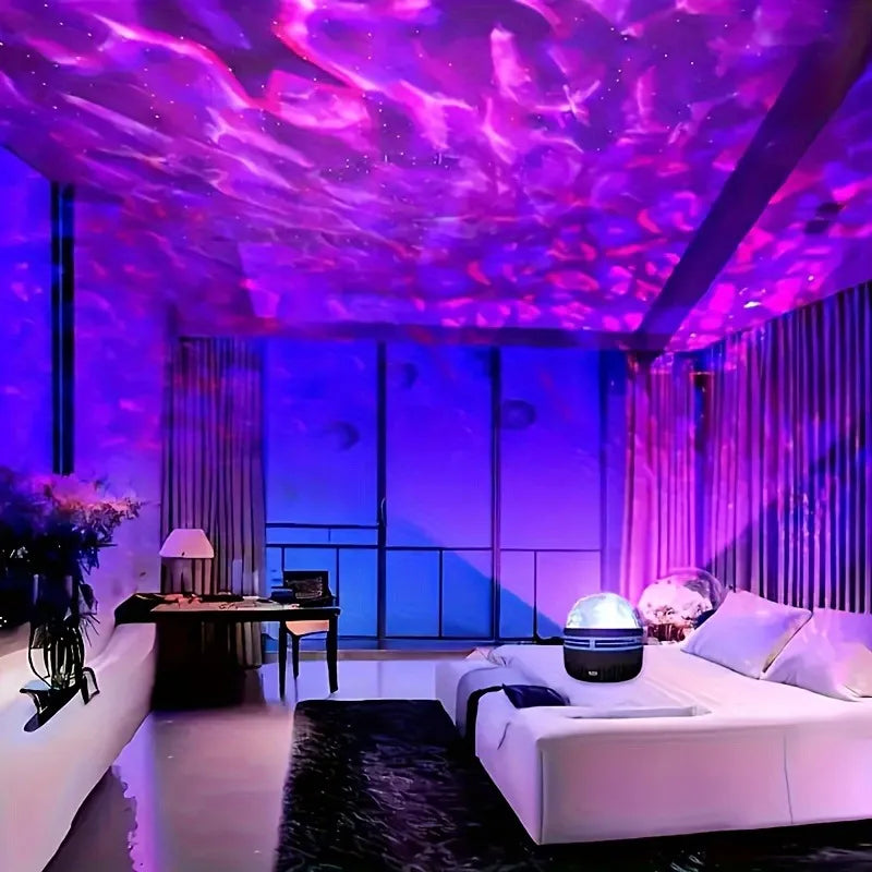 1pc LED Galaxy Star Projector Light,USB Powered,Water Ripple Wave,Remote Controlled Bedroom Night Lamp,For Party,Home Theater