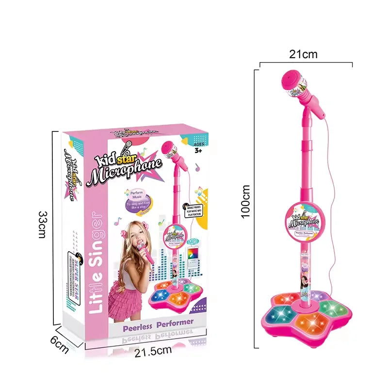Kids Microphone Toy with Stand Karaoke Song Music Instrument