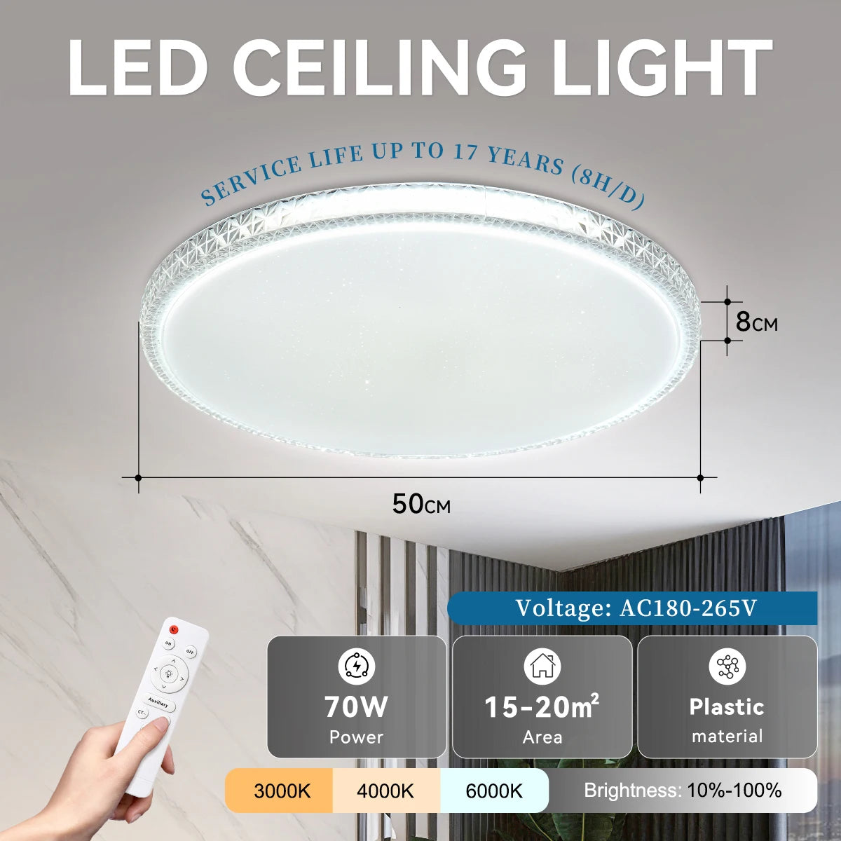 Modern Ceiling Lamp With Remote Control Room Decor Dimmable RGB LED Ceiling Light Fixture For Living Room Bedroom Corridor