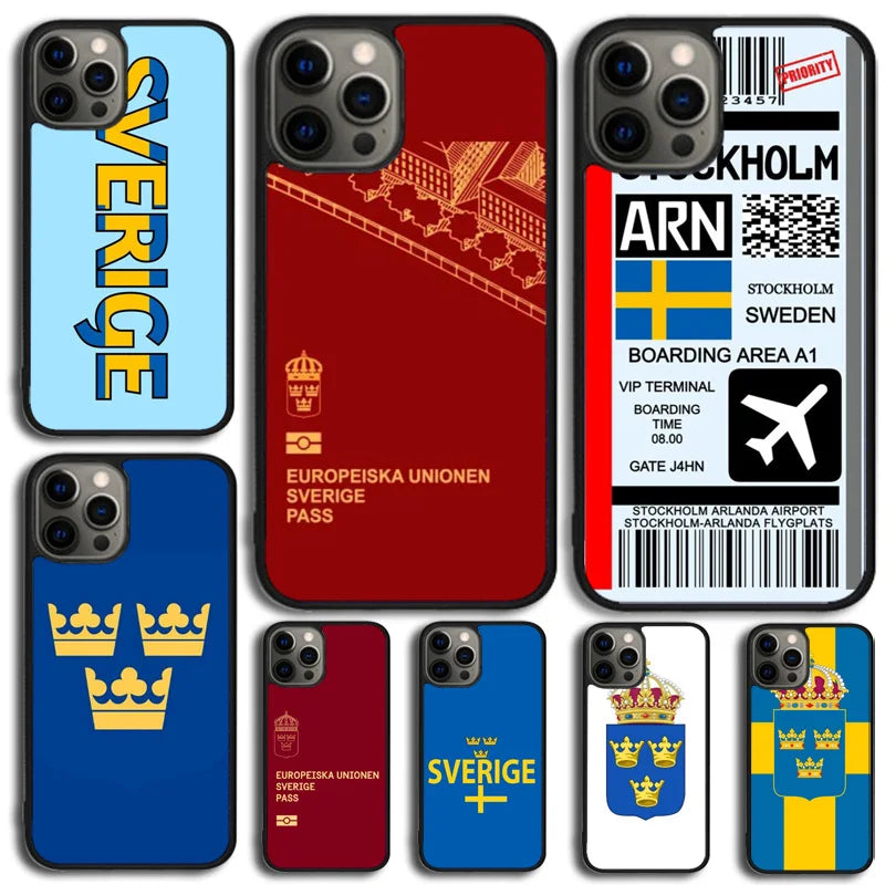 Sweden Passport Phone Case For iPhone 14 15 16 13 12 Mini Max Cover For Apple iPhone 11 Pro Max 6 8 7 Plus SE2020 Coque