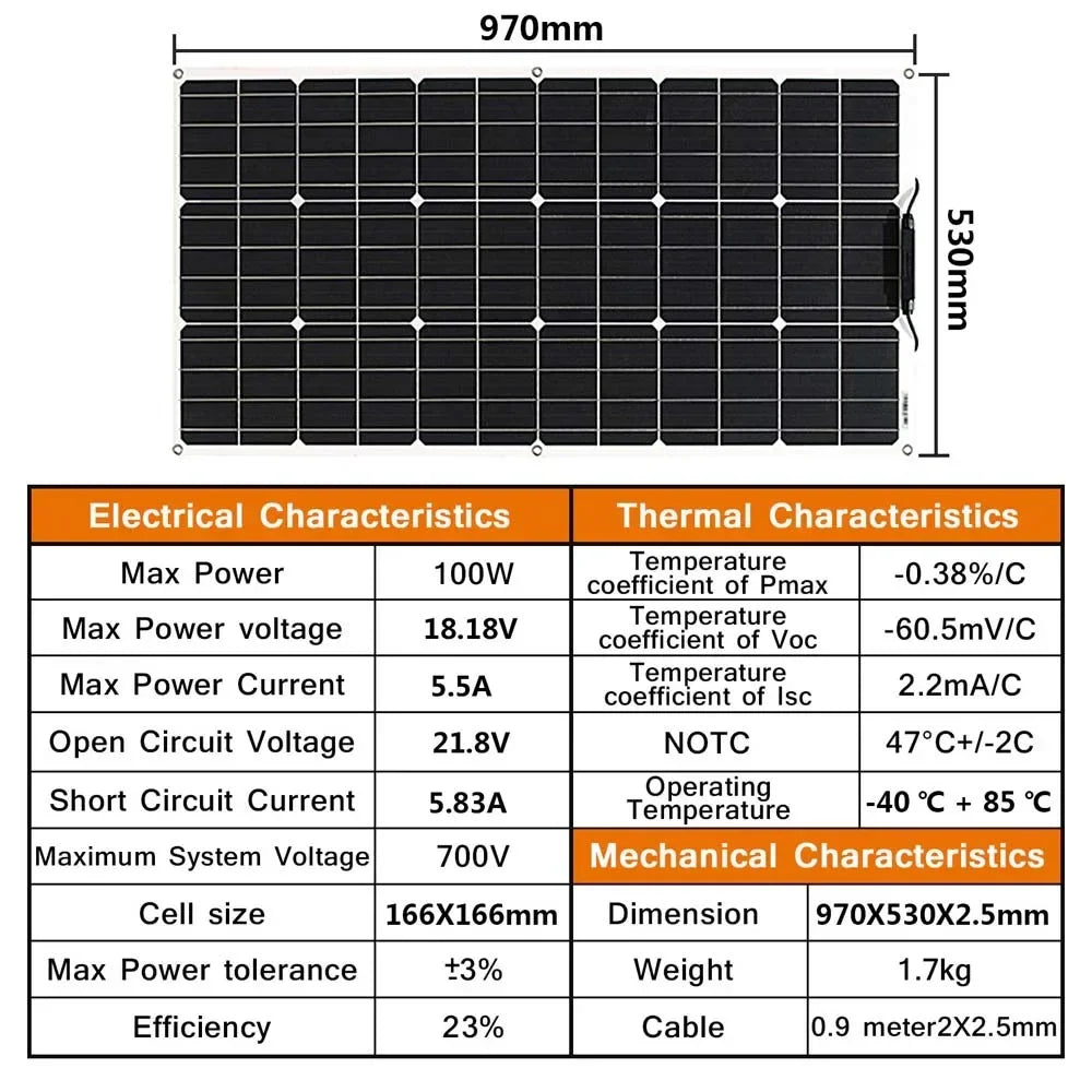 ASUNERGE 12V Flexible Solar Panel 600W 100W 200W 300W 400W 500W