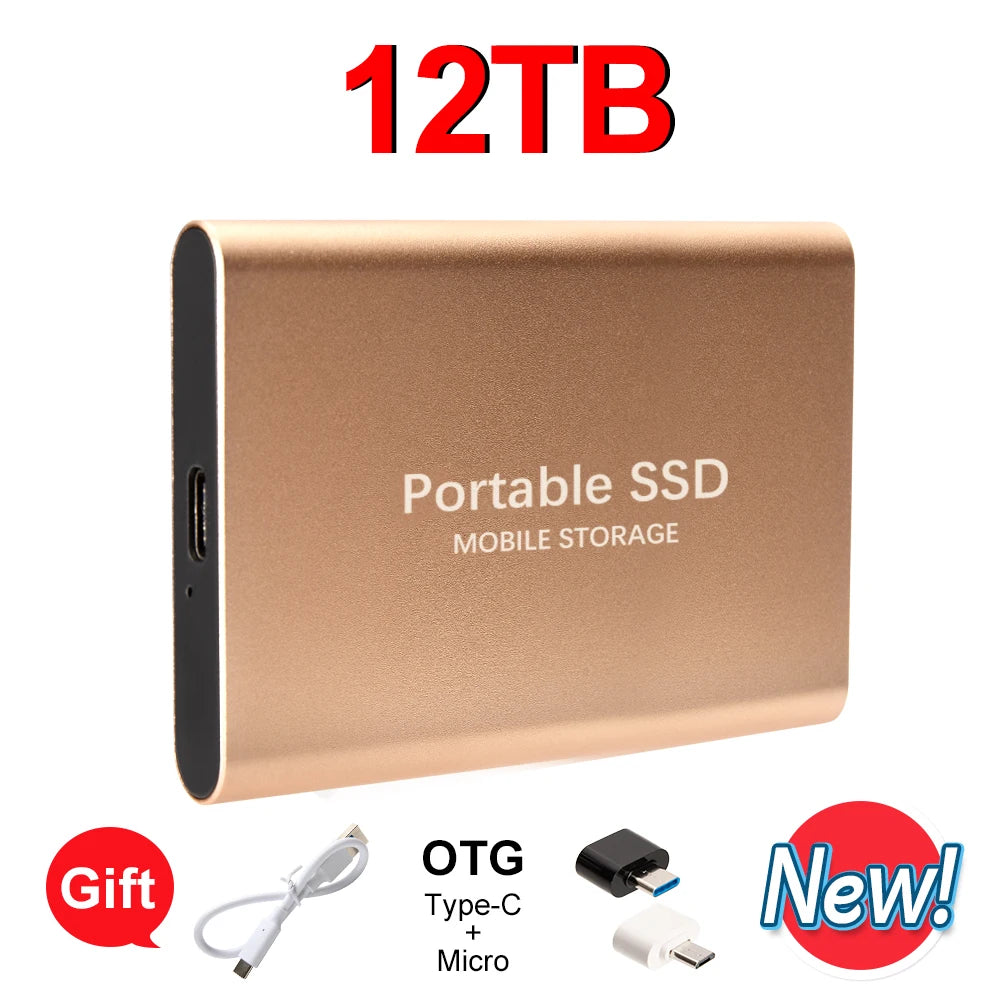 16TB External Solid State Drive Portable SSD USB 3.1 Type-C High-Speed Data Transfer Secure Storage for Important Files