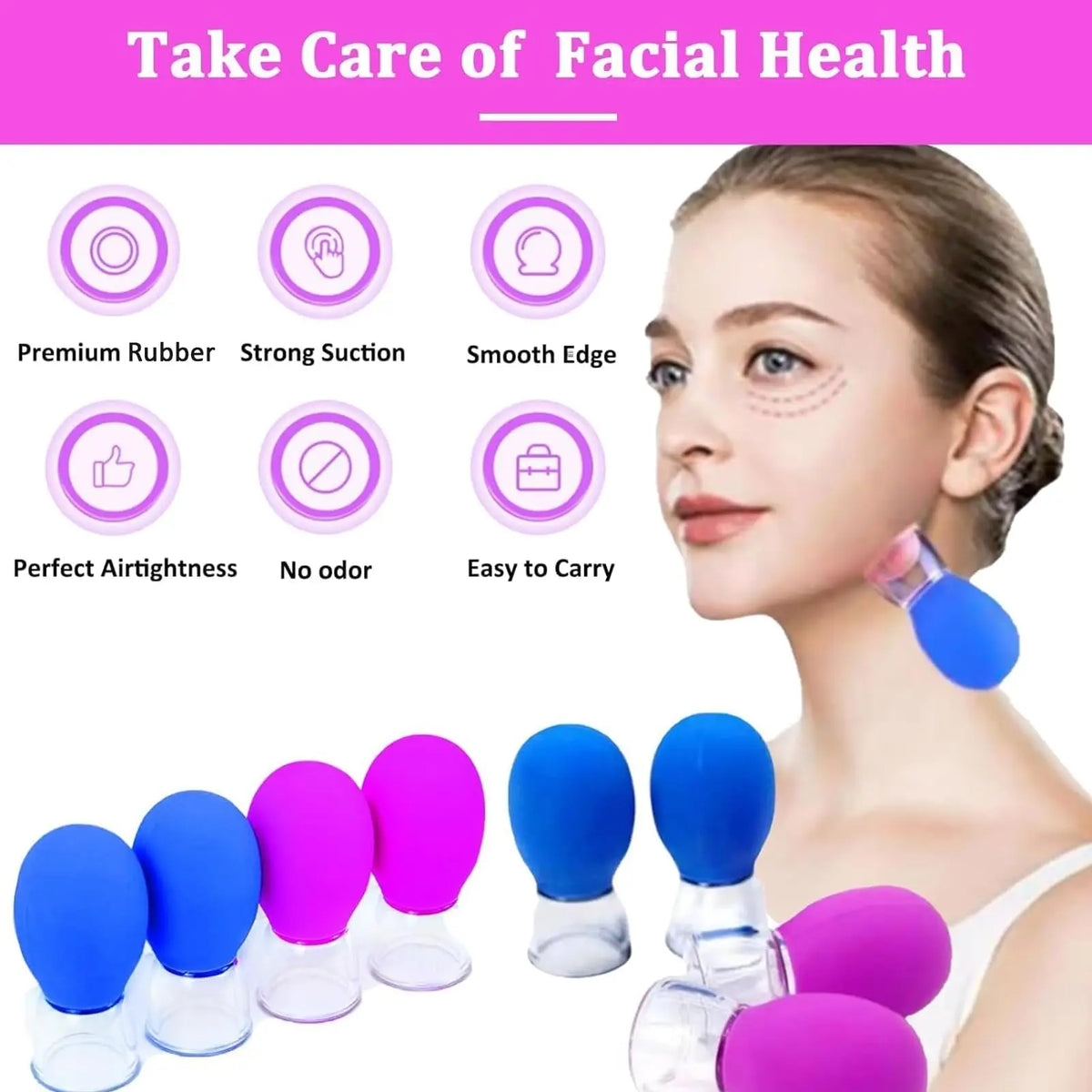 4-piece compact facial cupping care set