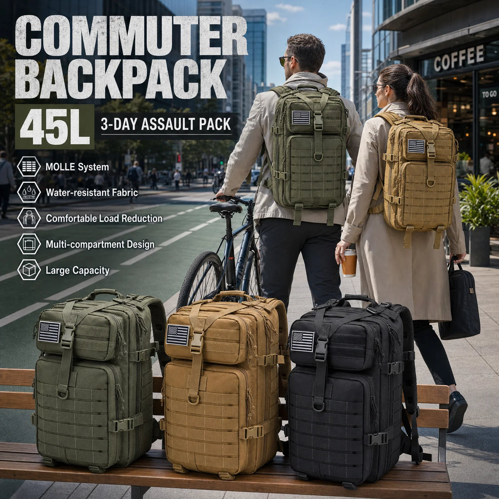 Men 45L Tactical Backpack Molle Bug Out Bag Survival Emergency Water Resistant