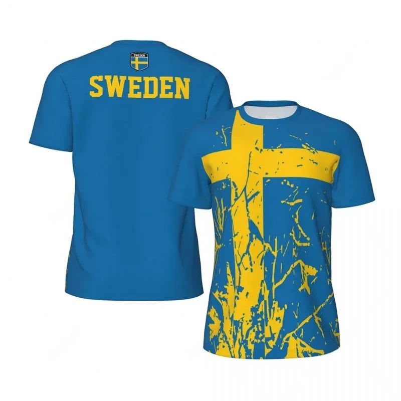 Sweden Football T-Shirt For Men 3D Printed Loose Tshirt Fashion Short Sleeve Round Neck Tees Tops Summer Sports Soccer T Shirts