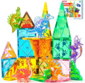 JOYFY 110/66/50 PCS Magnetic Building Tile 3D Magnet Tiles with Vehicle Construction