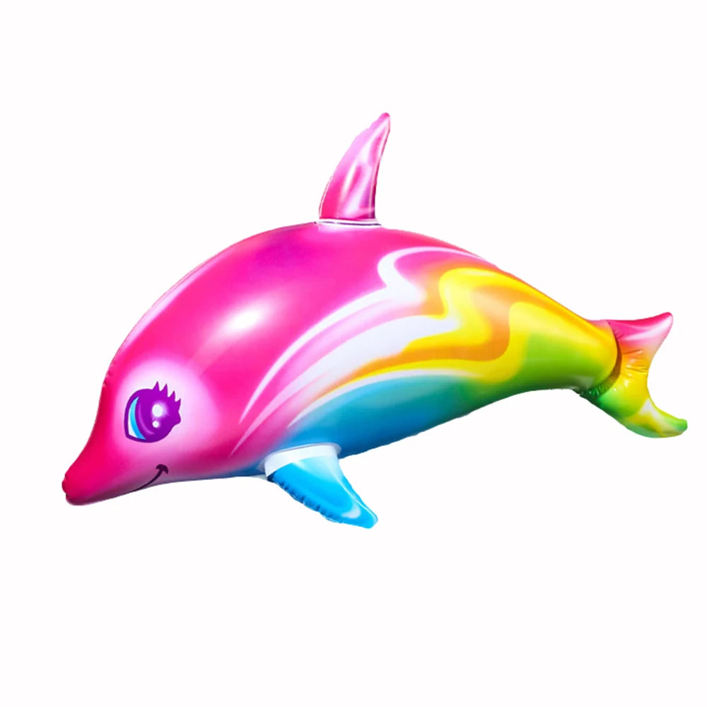 1Pc Inflatable Dolphin Rainbow Inflatable Toy Ocean Themed Party Decoration Swimming Pool Beach Birthday Party Decoration Toy