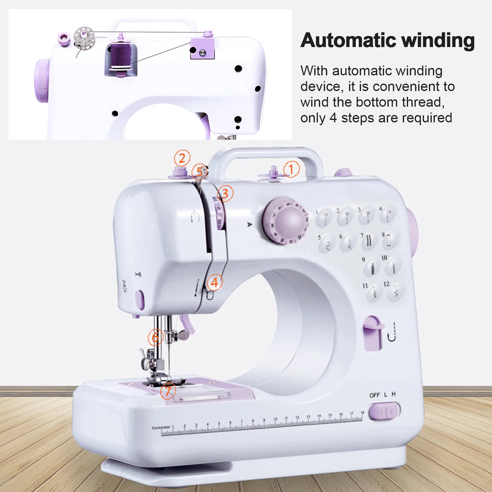 FHSM-50512 Stitches Electric Sewing Machine Mini Household Double Thread Sewing Machine  Replaceable presser foot design