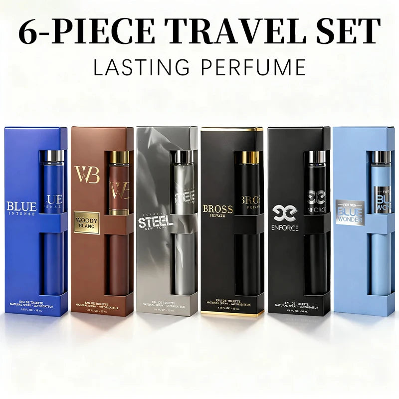 6-Piece Travel Set, Men's and Women's Eau De Toilette Spray, Long-Lasting Fragrance,