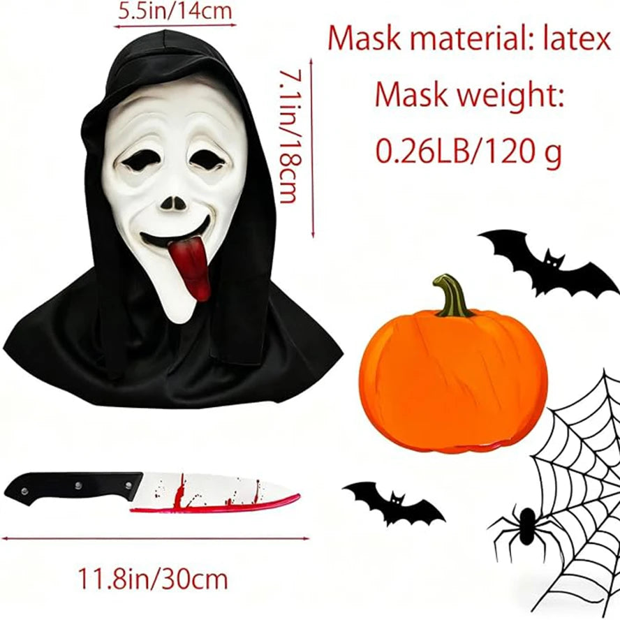 Skull Horror Movie Full Head Mask,Latex,High Elasticity,Cosplay Party props