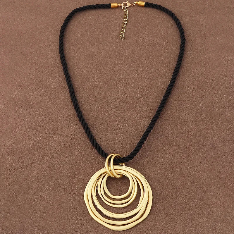 1 x Matte Gold Unique Exaggerated Irregular Freedom/Flower Pendant Summer Chunky Cord Necklace Women's Beach Vacation Jewellery