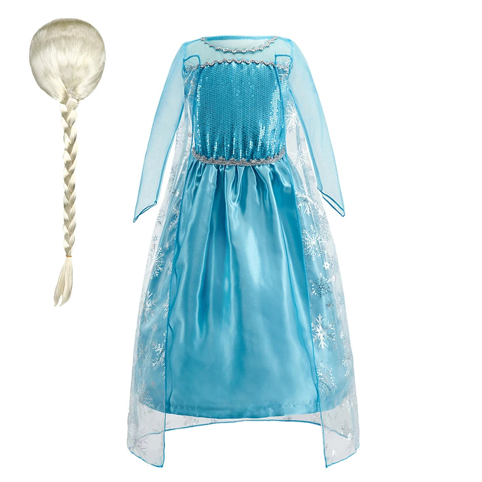 Children Anna Elsa Dress Girls Princess Cosplay Costume