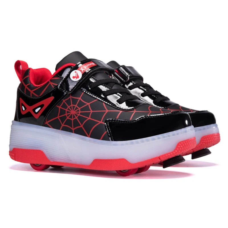 Spider Web Design LED Light up Roller Skates Unisex