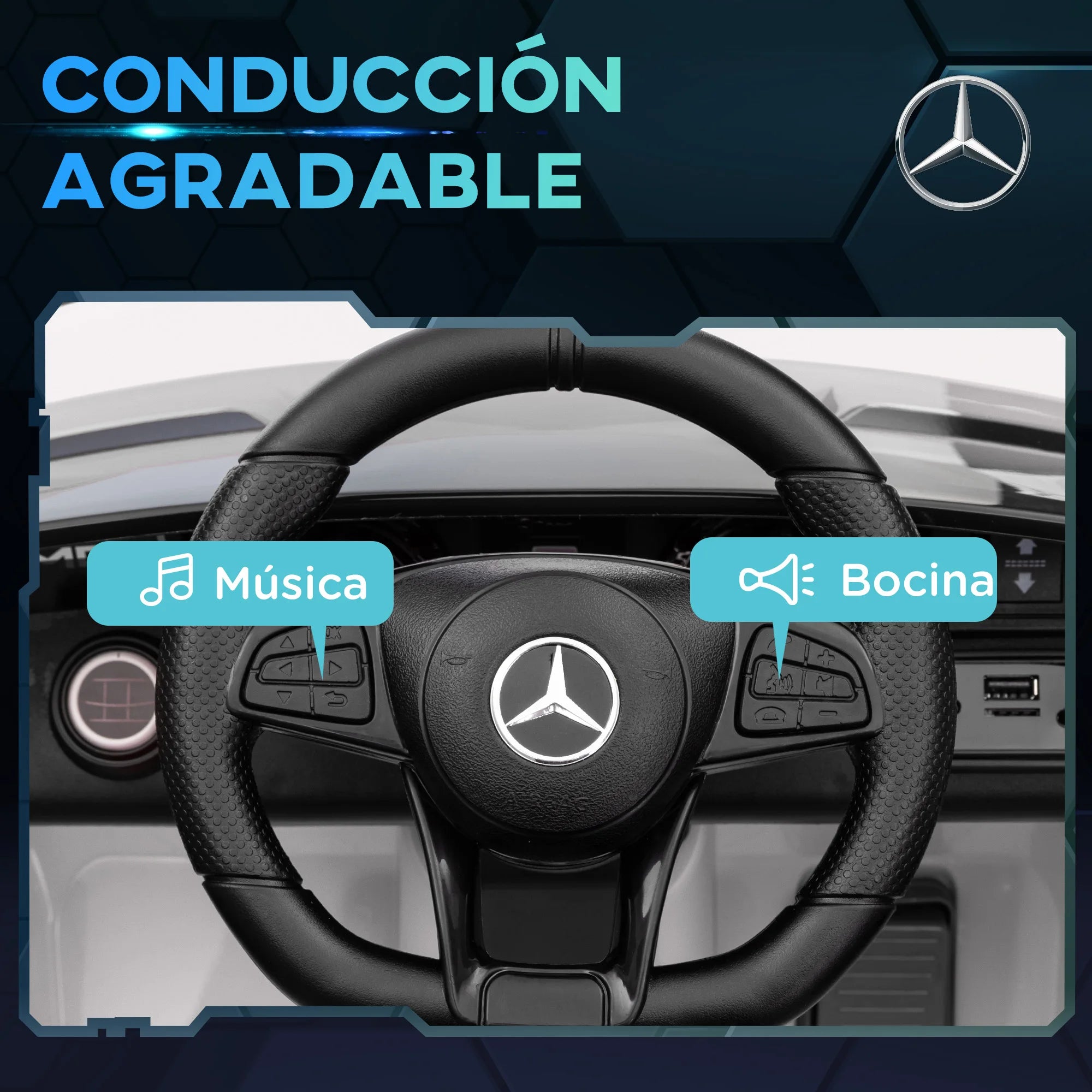 Aiyaplay Electric Car for Children +3 Years Old Mercedes-Benz Amg Gtr with License White