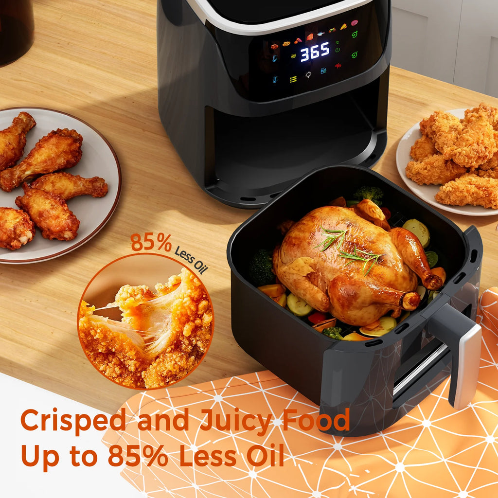 Oil-Free Air Fryer 7L 1500W Max 200 ° C Airfryer Oven with Viewing Window Led Touch Screen 8 Preset Functions + Keep Warm