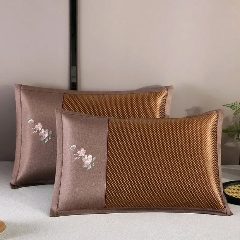1PCS spring and summer new embroidered ice vine summer cool pillow to help sleep dormitory ice silk pillow