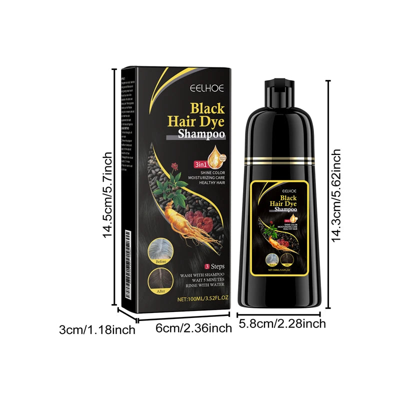2pcs Black Hair Colouring Shampoo Natural Herbal Essence 3 in 1
