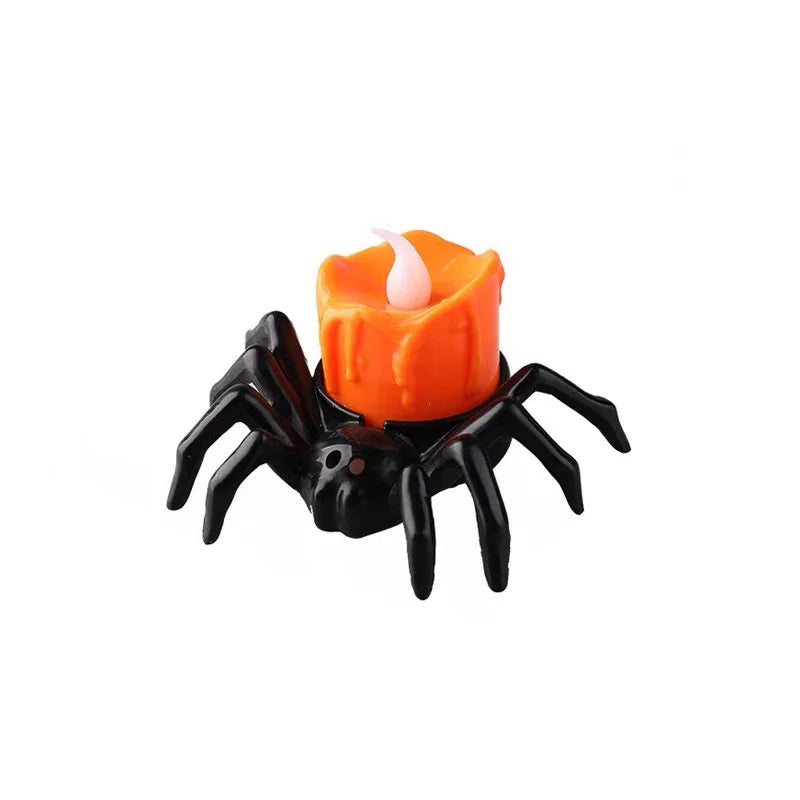 1/2pcs LED Candle Light Plastic Spider Pumpkin Lamp Haunted