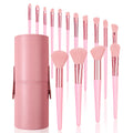 15PCS Pink Makeup Brush Set w/Storage Barrel, Ultra-Soft Bristle, Blush/Eyeshadow Brushes, Pro Tools for Beginners, Easy Clean