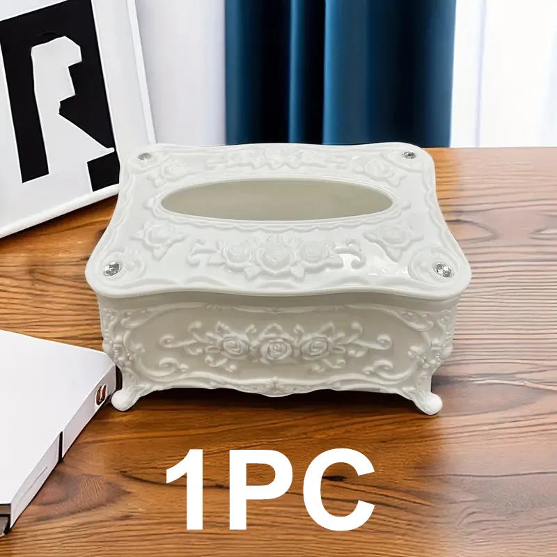 European Rose Tissue Box For Home, Kitchen, Living Room, Bedroom, Hotel, Restaurant, Napkin Extraction Box, Plastic Storage Box