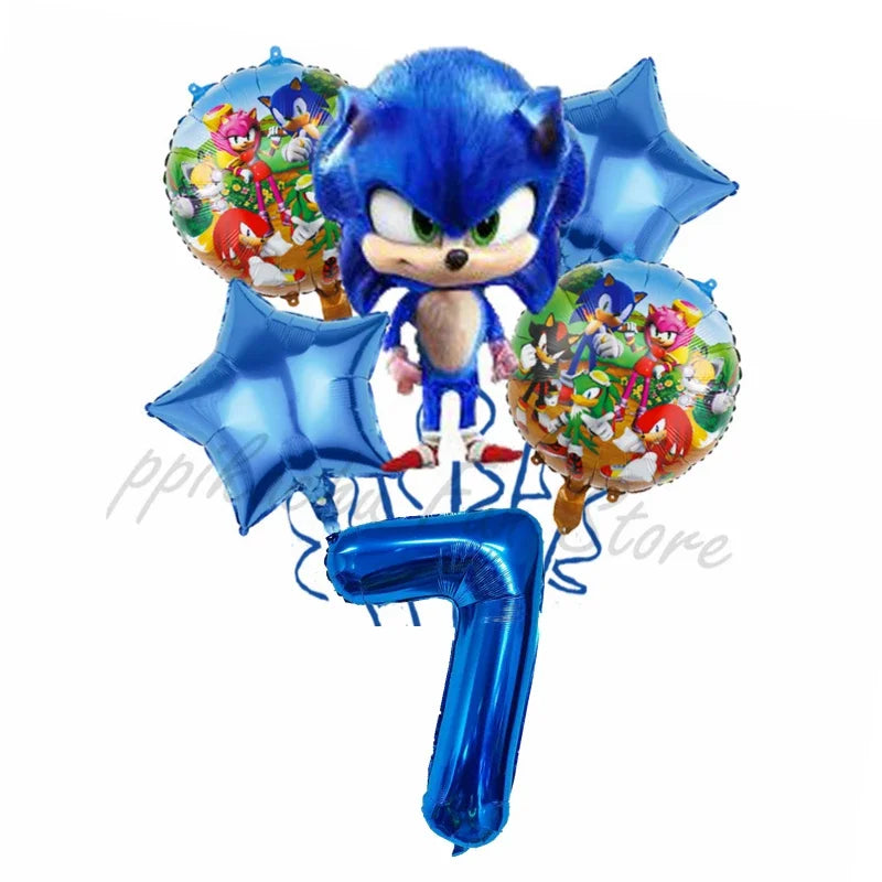 Hot-selling Blue Sonic-themed Digital Combination Balloon Set Birthday Decoration Balloon That Children Love Gift for Kids