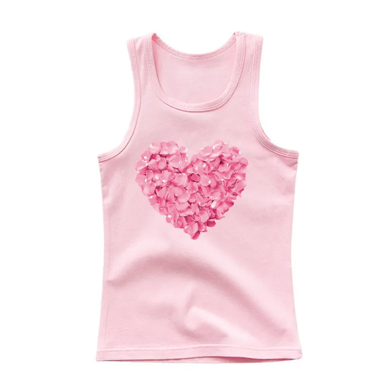 Girls Kawaii Ocean Princess Tanks Kids Sleeveless O-Neck Summer T-Shirt New Catoon Vest Top for Toddler Kids