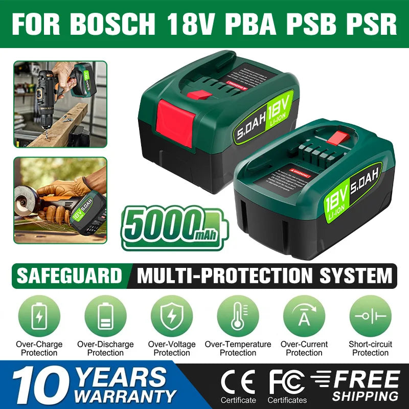 Battery 18V For Bosch PBA 3.5Ah 5.0Ah Home & Garden PSB PSR Battery Tools Lithium Power Replacement Battery AL1880CV AL18815CV