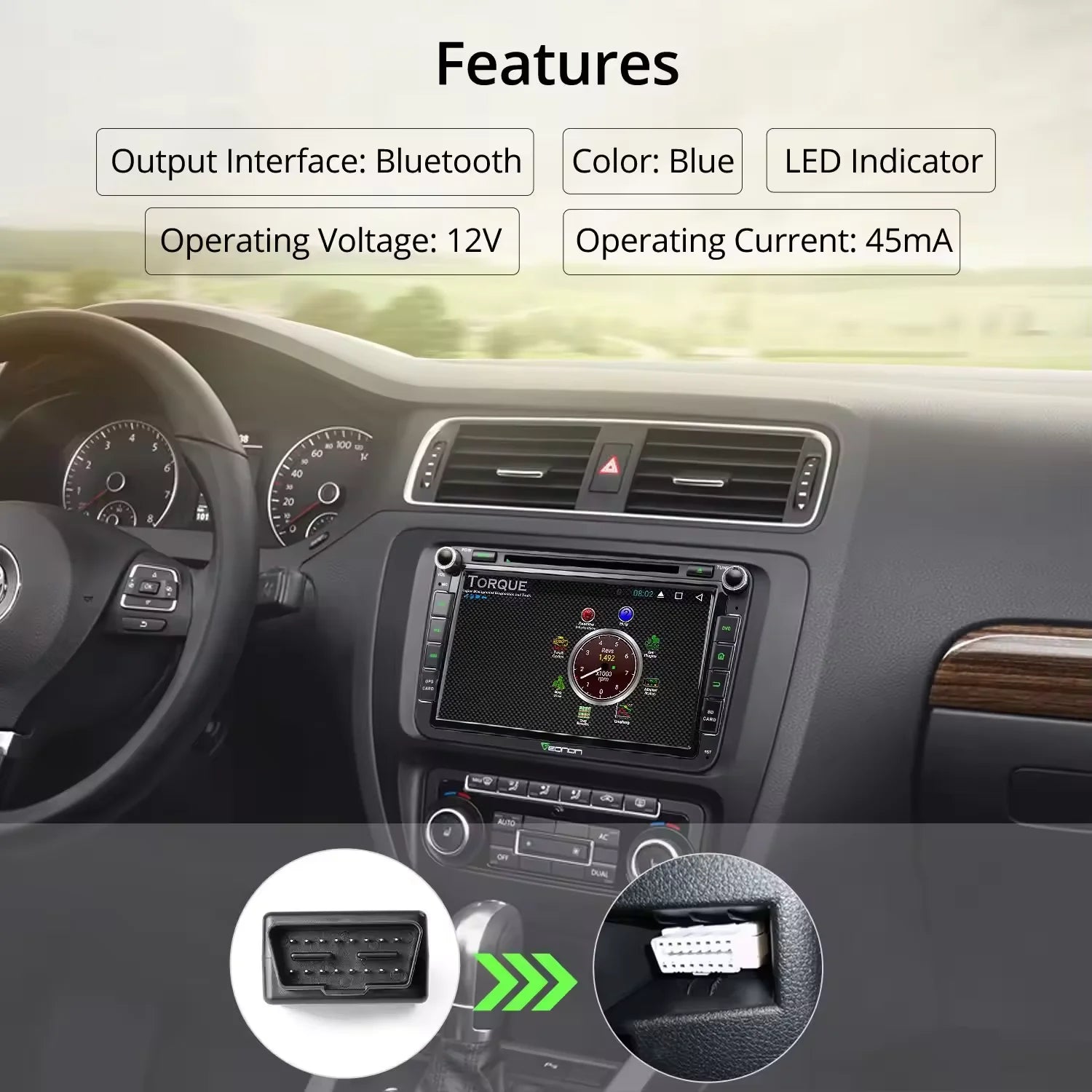OBD2 Scanner Adapter BT, Wireless Diagnostic Code Reader OBD II Scan Tool Reset & Clear Check Car Engine Light