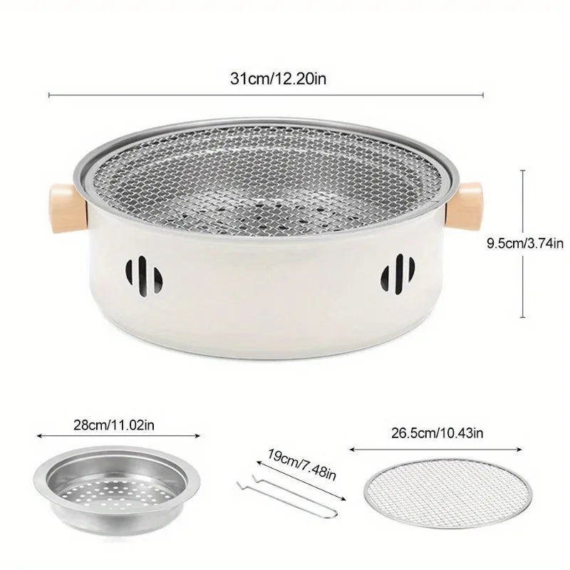 Portable Mini BBQ Grill Stainless Steel Charcoal Grill Desktop Grilling Net Camping Picnic Kitchen Accessories Gadgets Tools