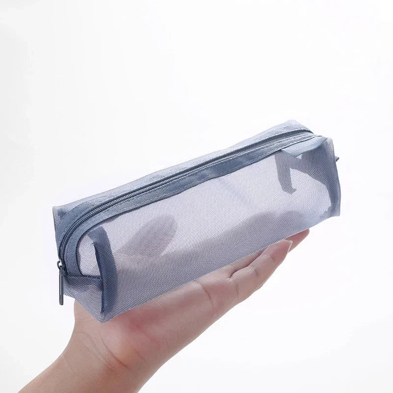 Mesh Pencil Case Transparent Pens Pouch Cute Simple