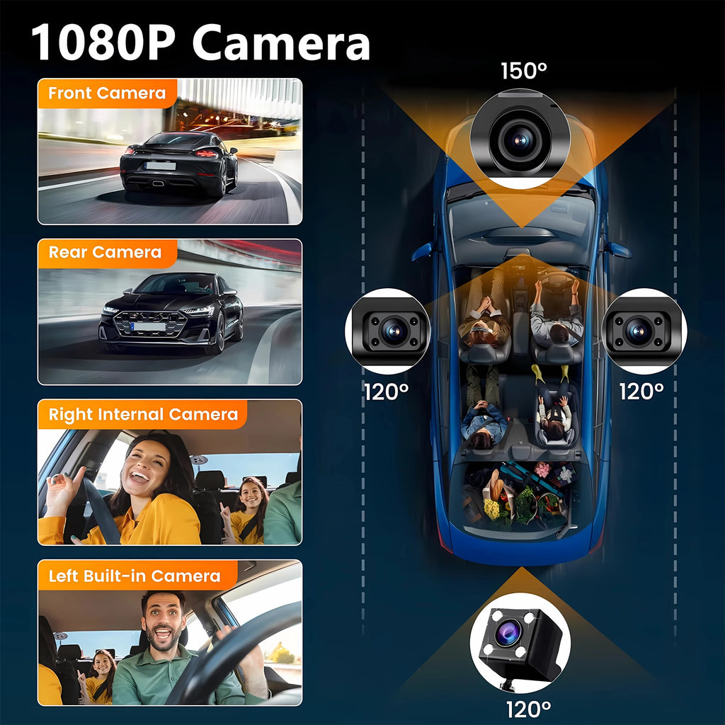 360°Auto Car Camera 1080P Video Recorder 3/4 Lens WIFI DashCam