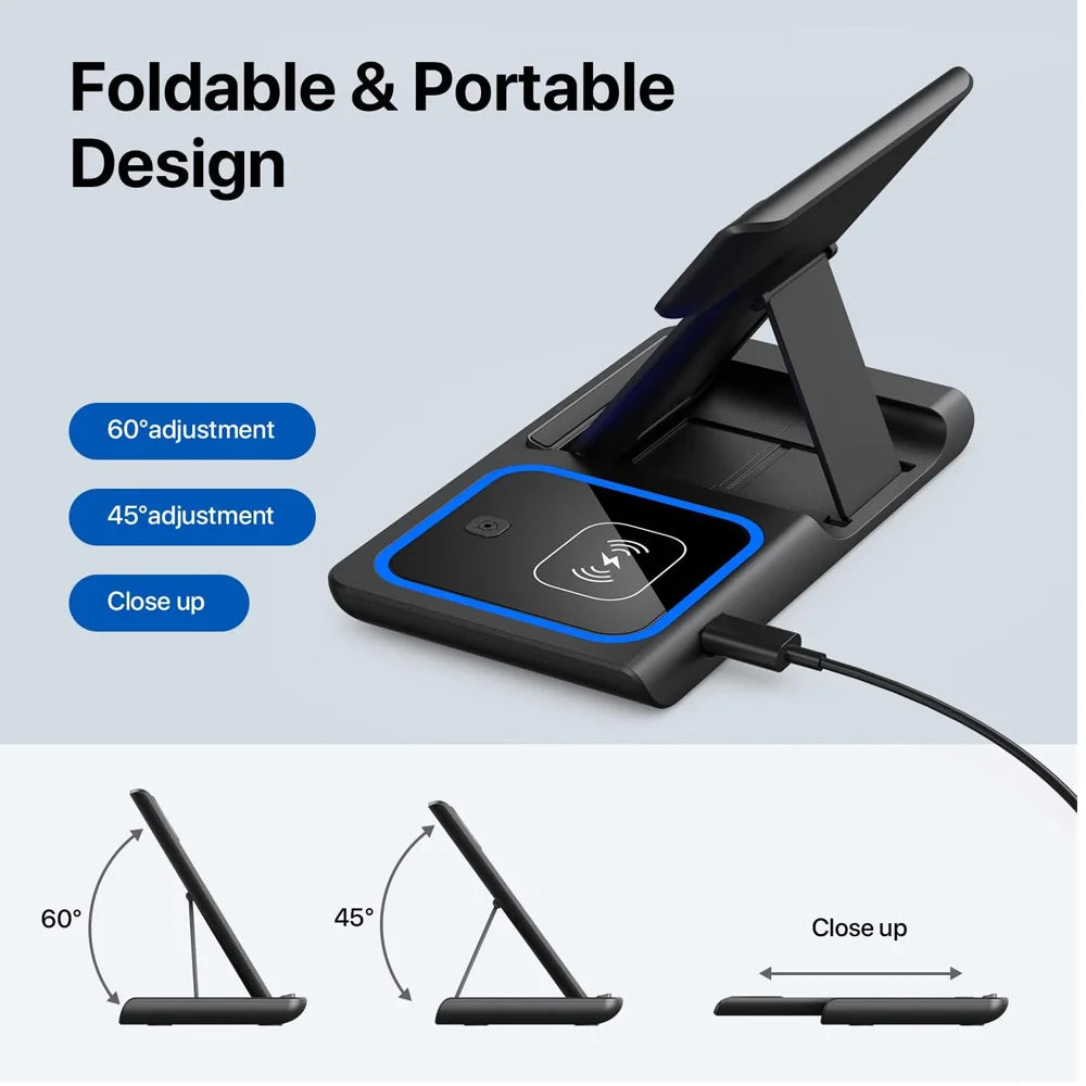 3 in 1 Magnetic Wireless Charger Stand, Fast Charging Station