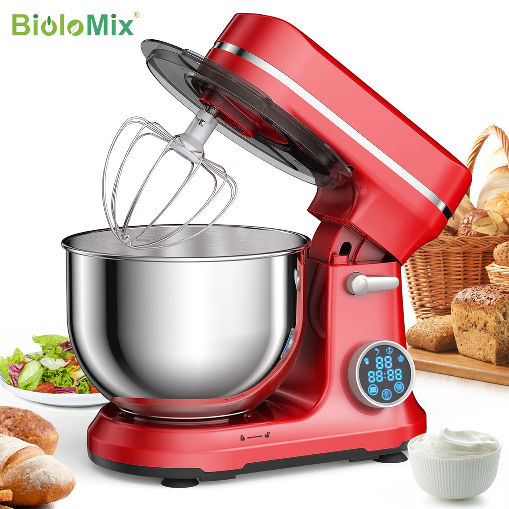 BioloMix Kitchen Food Stand Mixer, 1200W 11-Speeds DC Motor, Digital OLED Screen